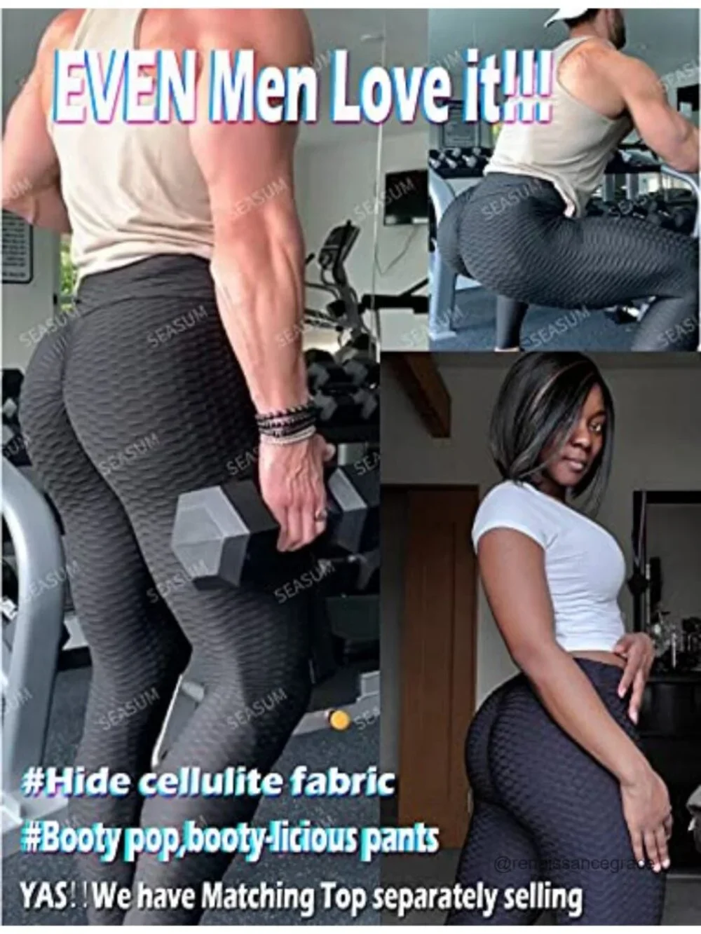 High Waist Tummy Control Booty Leggings Textured Scrunch Yoga Pants